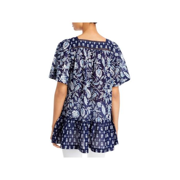 BEACHLUNCHLOUNGE COLLECTION Womens Button Down Bell Sleeve Square Neck Top - Picture 2 of 2